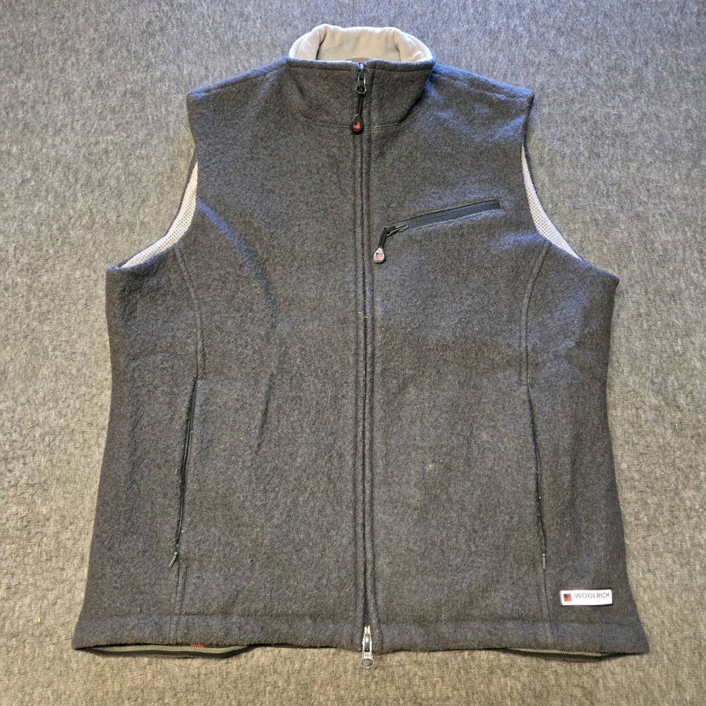 Woolrich Wool Full Zip Vest Women's M Grey Cinder Outdoor Gorpcore